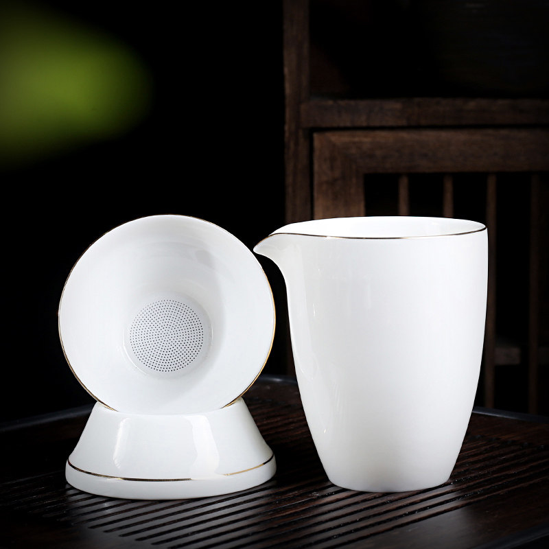 陶瓷公道杯茶漏家用白瓷茶海茶过滤分茶器功夫茶具匀茶杯茶道