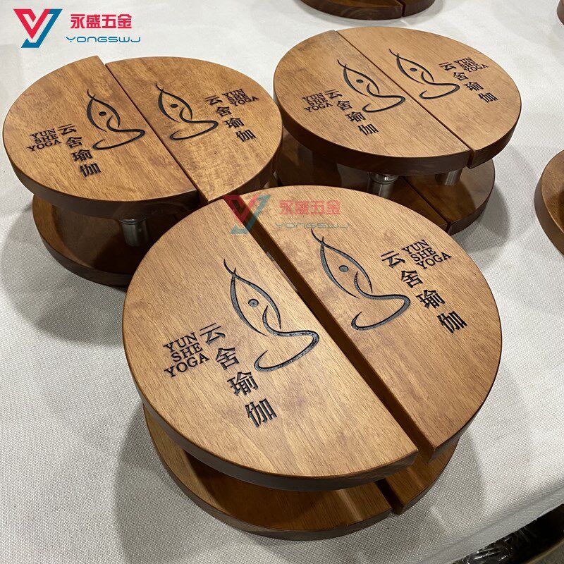 中式玻璃门大门拉手会所包房木门把手加厚实木半圆形拉手定制刻字