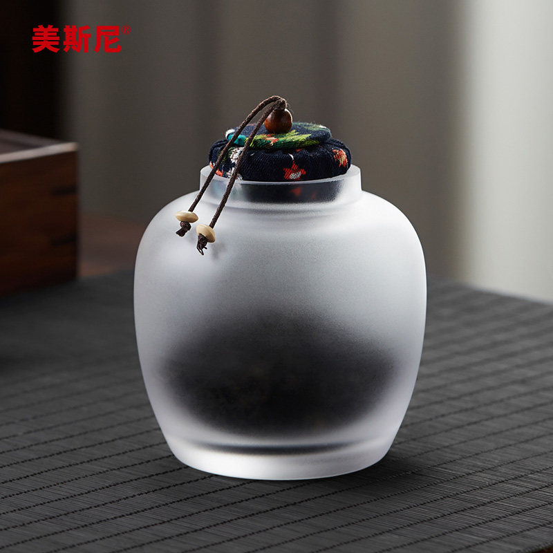 美斯尼水晶玻璃茶叶罐密封罐普洱红茶高级储存罐家用茶叶盒非瓷罐