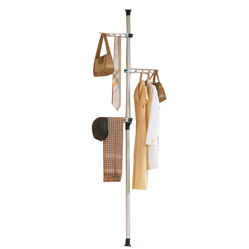 顶天立地晾衣架落地伸缩折叠晾晒单杆式简易阳台室内免打孔挂衣架