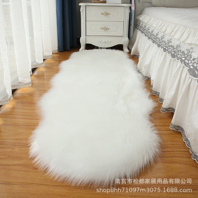 不规则仿羊毛地毯长毛绒地垫飘窗垫床边毯卧室阳台窗台垫毯子
