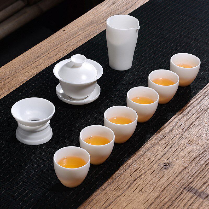陶瓷功夫家用茶具套装泡茶高白瓷茶杯简约办公室喝茶茶道整套