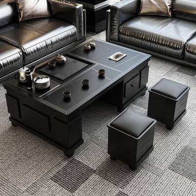 板CVF功夫水茶几简上约现代客厅实木岩茶具一体式办公茶台及简茶