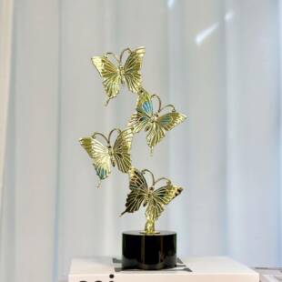 现玄摆代金色合金蝴蝶件桌面客厅家居装饰品办室关HJ4080摆公设铁