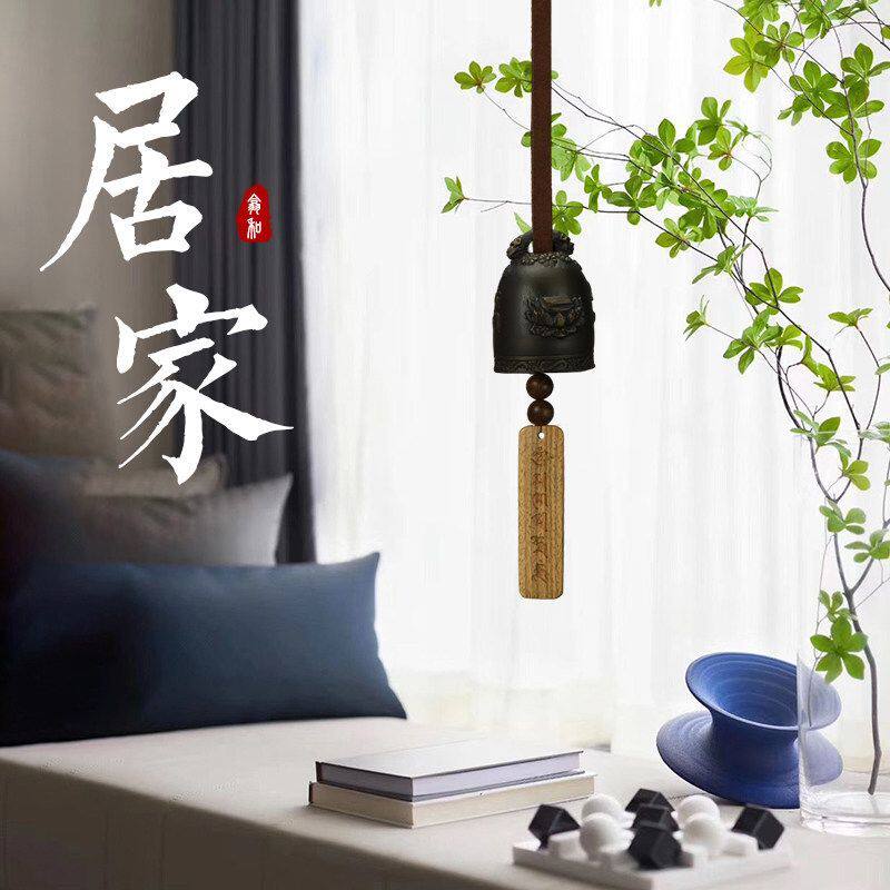 纯铜铃铛古朴铜铃西藏布农铃复古手工编织家居挂饰创意户外风铃