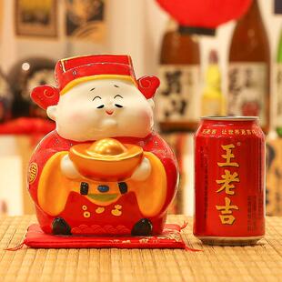 财神爷摆银件创意储蓄罐招财进陶瓷存钱罐收台厅装宝饰hf-60开业
