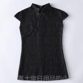 高档黑色旗袍女童025新装 演 蕾丝连衣裙儿童唐2装 夏小款 女孩新中式