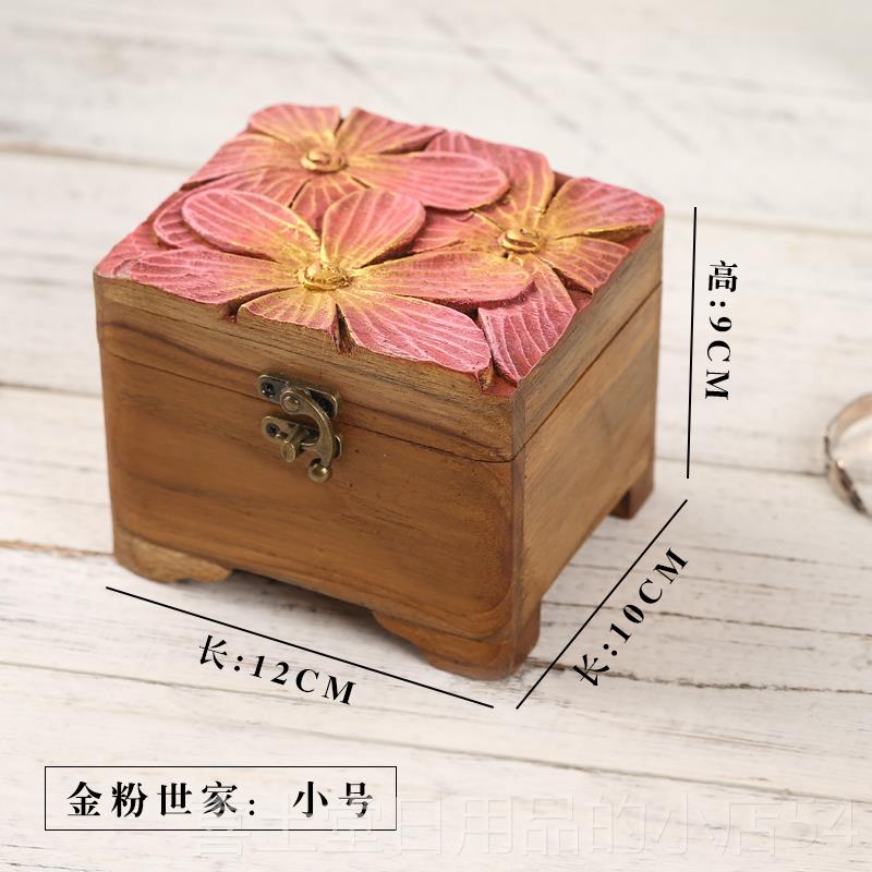 高档木质复古饰盒彩长方形木盒泰式收风情耳环饰首品首绘饰纳盒储