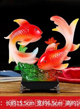 高档鲤鱼金柜鱼年年有余摆件居饰品乔迁新居礼家品装客厅电视酒寓