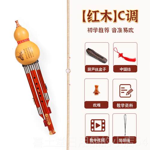 高档新艺 天然葫芦红C木音管葫芦丝 调降B调 人成儿童初学乐演奏