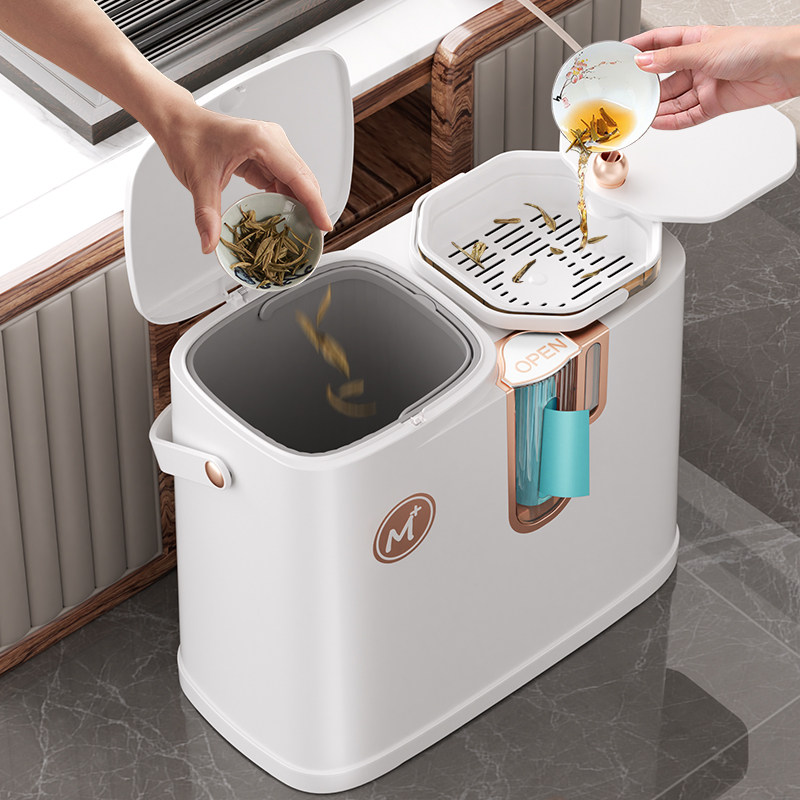 茶水桶废水桶干湿分离二合一商用茶渣排水桶带过滤客厅茶桌台茶具
