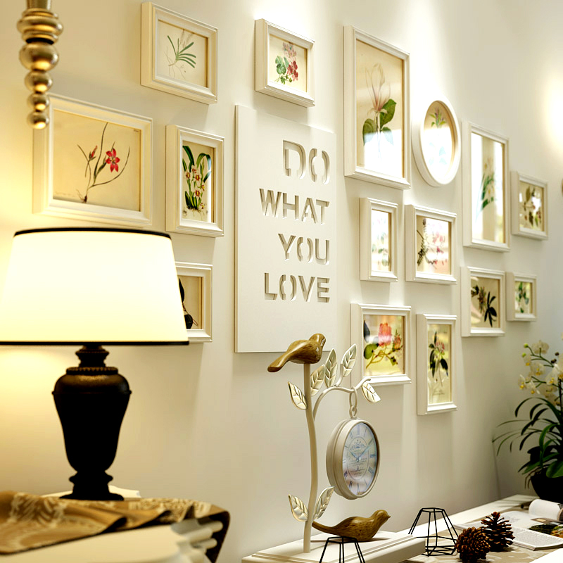 欧式客厅照片墙创意相框墙组合实木餐厅卧室相片墙挂墙背景墙装饰