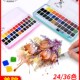 美良36色固体水彩颜料24色透明水彩写生手绘初学者水彩套装 铁盒