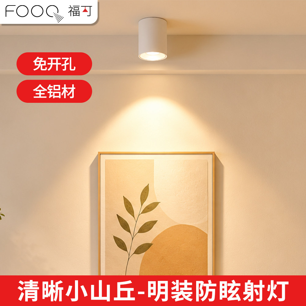 FOOC福可LED射灯全铝灯体店铺商用服装店明装式免打孔深杯防眩