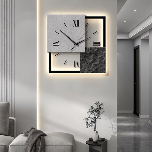 意式极简挂钟客厅装饰画抽象电视背景墙挂画时钟高级感艺术钟表画