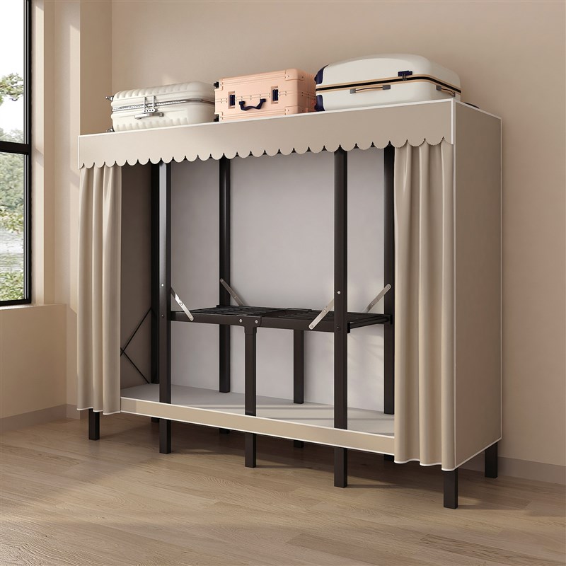 免安装简易布衣柜卧室家用出租房用加厚加粗钢架折叠组装布艺衣柜