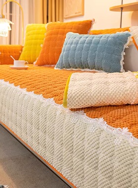 灯芯沙发垫四季通用防滑高档冬季毛绒坐垫子2024新款全包沙发套罩