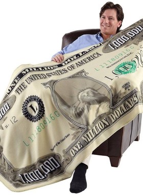 百万美金午休毯子百万美元羊毛毯子法兰绒保暖钞票美金毛绒地毯子