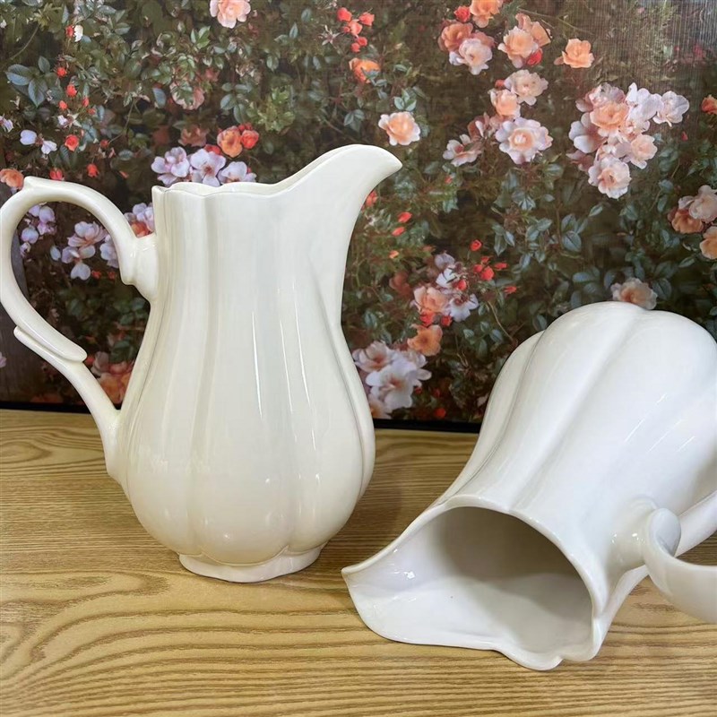 欧式典雅水壶奶油风格陶瓷花瓶摆件高级感灌溉浇水两用花瓶客厅