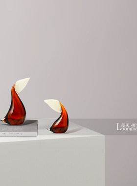 现代简约艺术玻璃小鸟摆件儿童房客厅电视柜工艺品软装高级感摆设