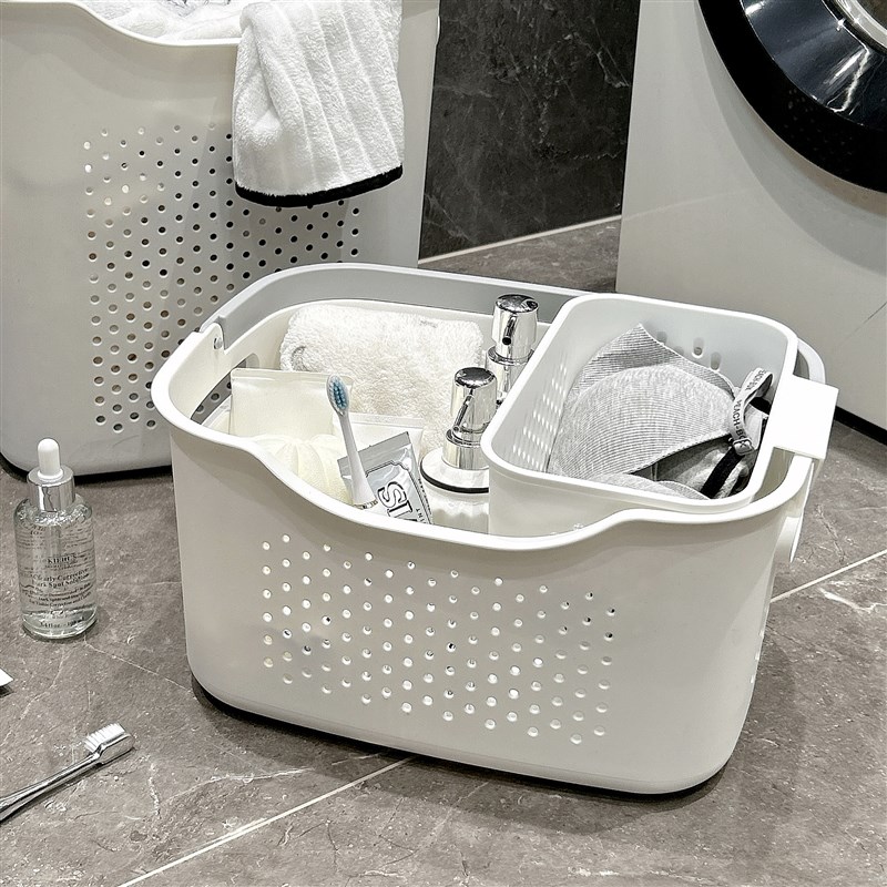 浴室手提洗澡篮浴筐镂空拎篮女桌面收纳框洗漱沐浴用品篮子置物筐