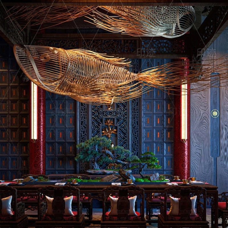 东南亚藤鱼形吊灯酒店大堂餐厅火锅店餐饮创意时尚定制形鱼灯,家装灯饰光源,酒店/宴会厅/餐饮吊灯,淘宝优惠券,粉丝福利购,淘宝优惠卷