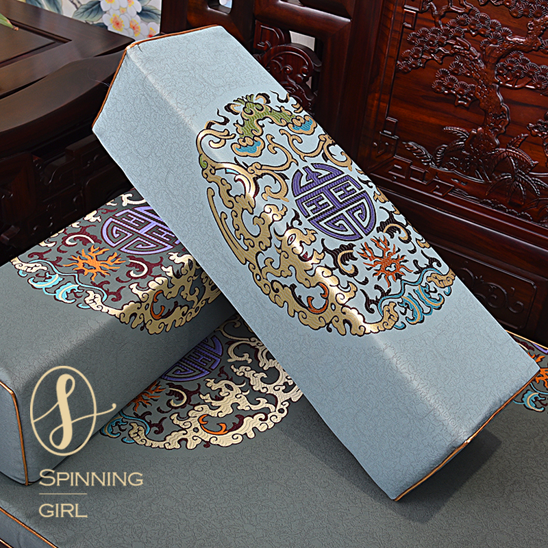 中式古典高密度海绵红木沙发扶手罗汉床皇宫椅织绵缎靠垫方形扶手