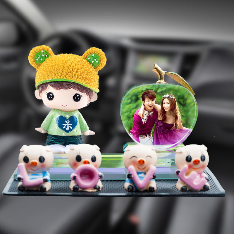 可爱车内创意定制水晶照片摆台汽车车载装饰品摆件高档 中控台