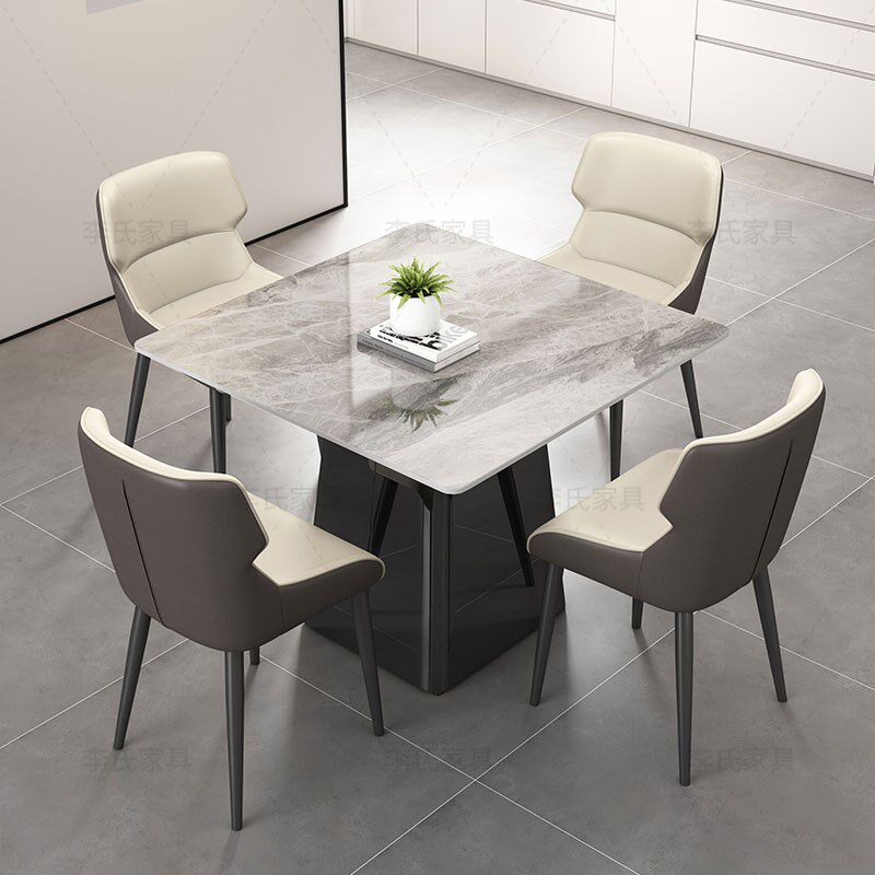 正方形岩板餐桌简约现代高级酒店餐厅吃饭桌小户型休闲打牌阳台桌