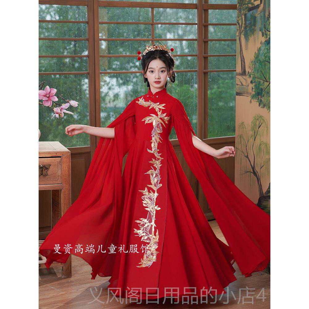 正品新款女民中国风古筝演服古典长裙艺考表演乐独奏出童舞台独唱