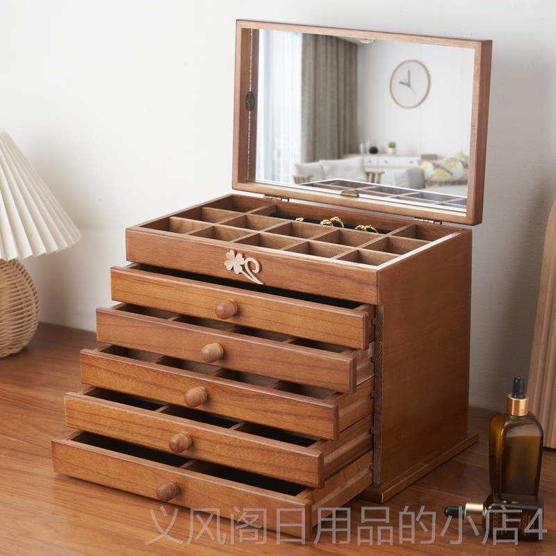 正品实木首饰盒戒式指生收日礼物欧公主饰结婚大容量复古纳盒特首