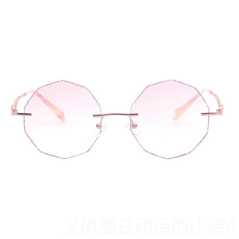 正品超轻复古钻配石切边无框近视眼镜女韩版有度数潮防蓝眼光防辐