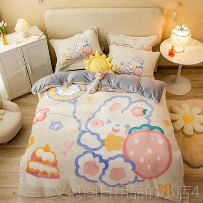 正品冬季件加厚保暖牛奶绒四套人法兰珊瑚绒被套床笠床单宿件舍三