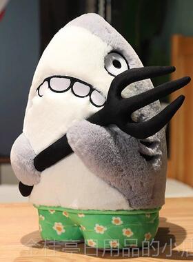 高档鲨be布e玩偶鲨叉公绒仔毛具鲨雕娃娃鲨鱼女生抱枕搞怪玩礼物