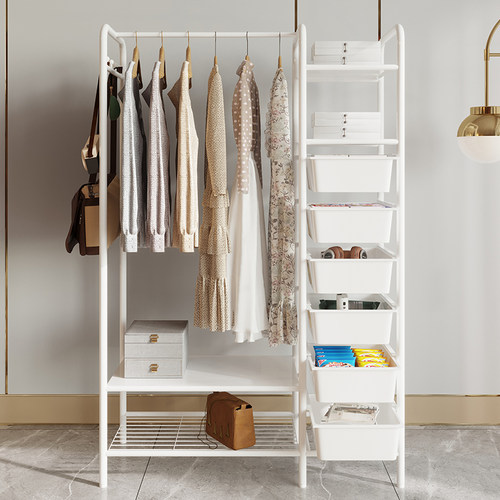 多功能衣帽架落地卧室收纳整理一体可移动挂衣帽架卧室杆式挂衣架