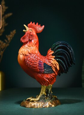 铜一家铜公鸡摆件黄铜大公鸡金鸡报喜客厅装饰乔迁礼品大吉大利鸡