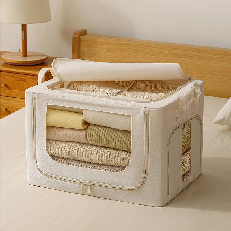 加厚布艺钢架百纳箱衣物折叠衣柜被子整理收纳箱家用大容量储物袋