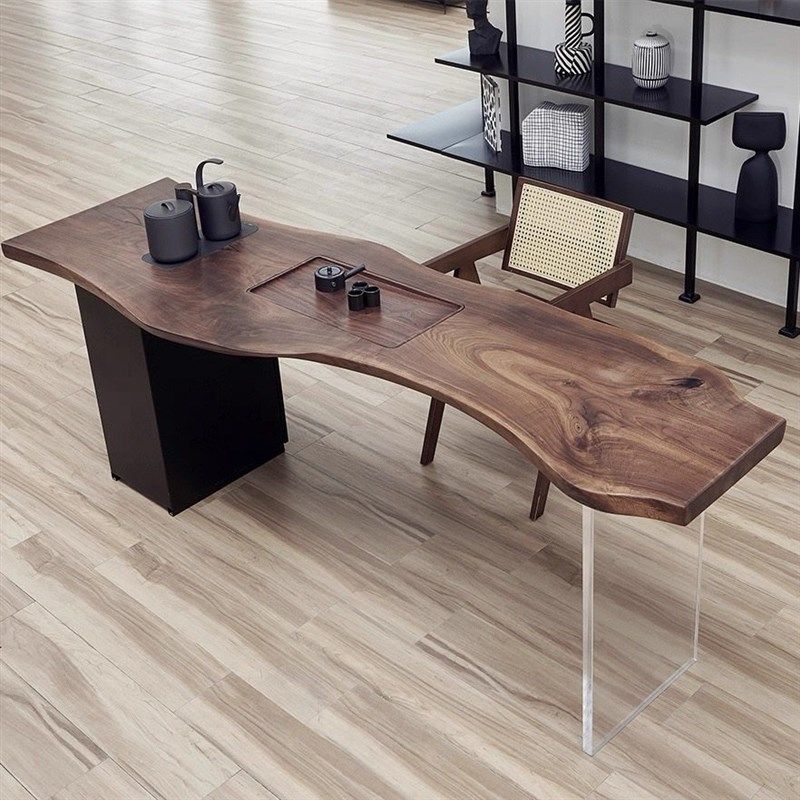 黑胡桃木色大板整板茶桌设计师高端酒店民宿别墅烧水壶一体泡茶台,住宅家具,家用茶台/茶桌,淘宝优惠券,粉丝福利购,淘宝优惠卷