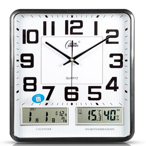 康巴丝现代客厅挂钟时尚万年历钟表简约个性大号长方形石英钟挂表