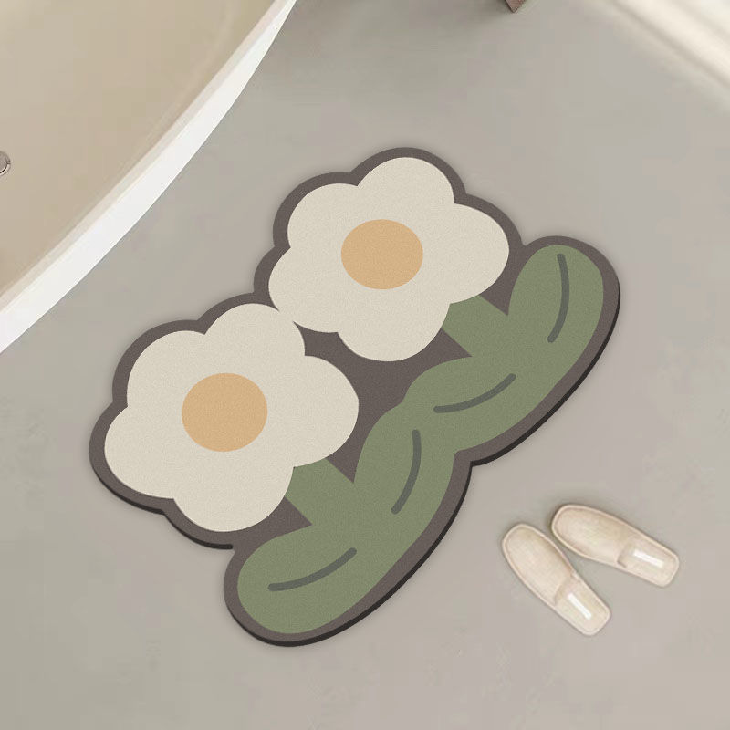 清新花朵家用卫生间吸水垫厕所门口好打理硅藻泥地垫浴室防滑垫
