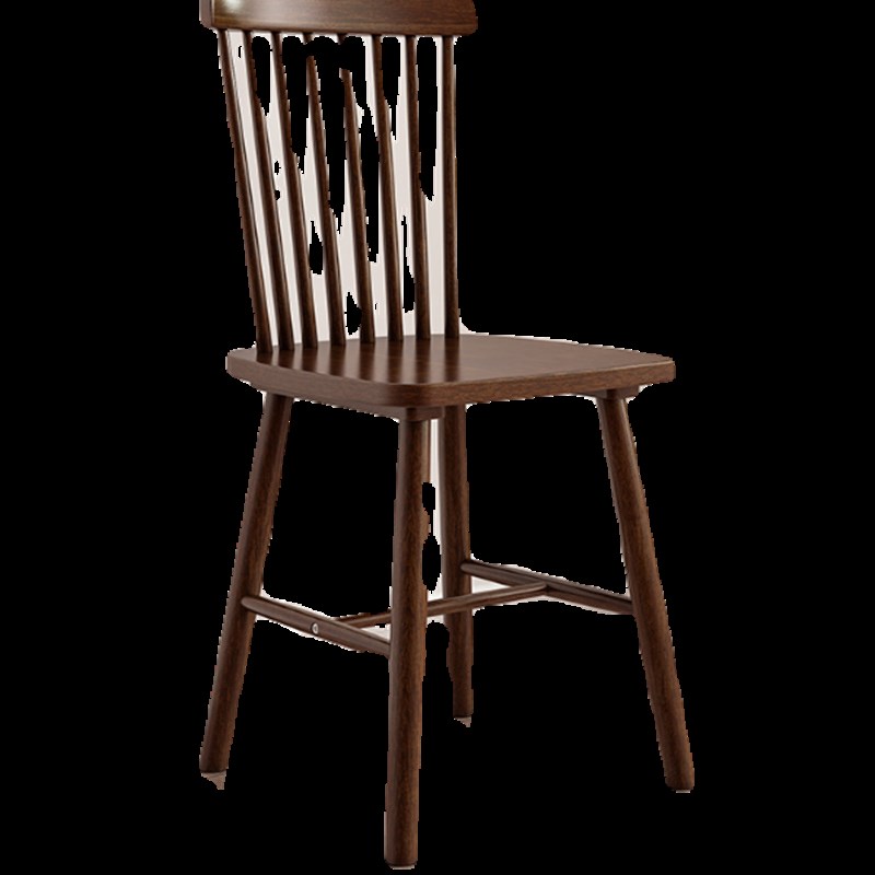 全实木餐椅家用餐厅胡桃色椅子简约商用复古靠背餐桌椅书房温莎椅