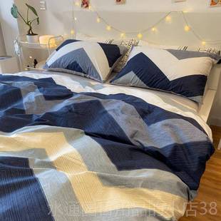 全R棉床上用品士条纹纯棉件套宿舍男中性风四 CALOS 正品 北欧简约