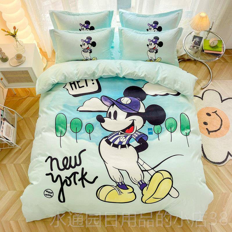 正品蜡笔小被新四件套床上用生品单人学宿被套1.舍5米床单子三件