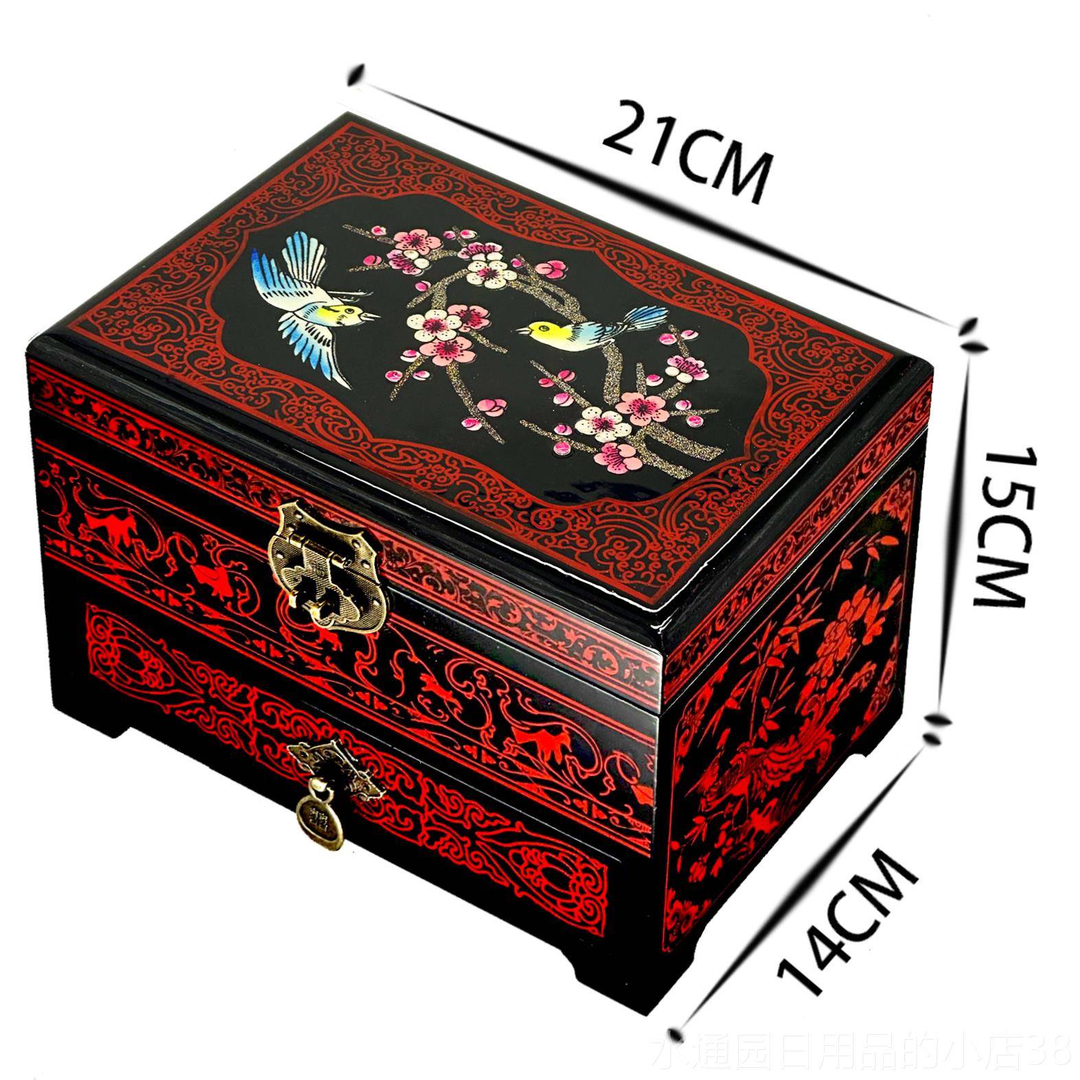 正品式盒新娘中结婚陪回礼提亲聘请礼金三金平遥推光漆嫁器首饰盒