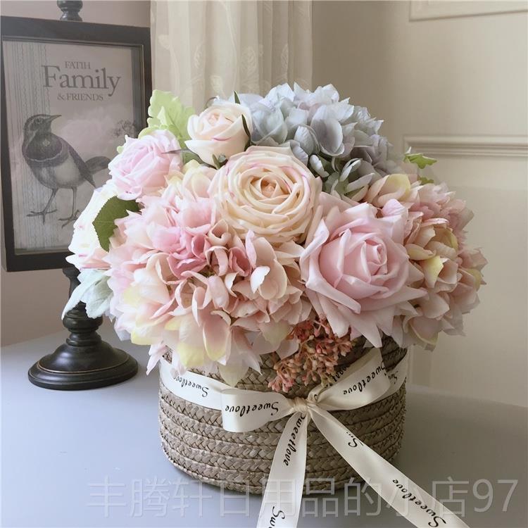 正品仿真花居艺花篮装饰假花婚庆花绣球玫束瑰花欧式美式家插客厅图片