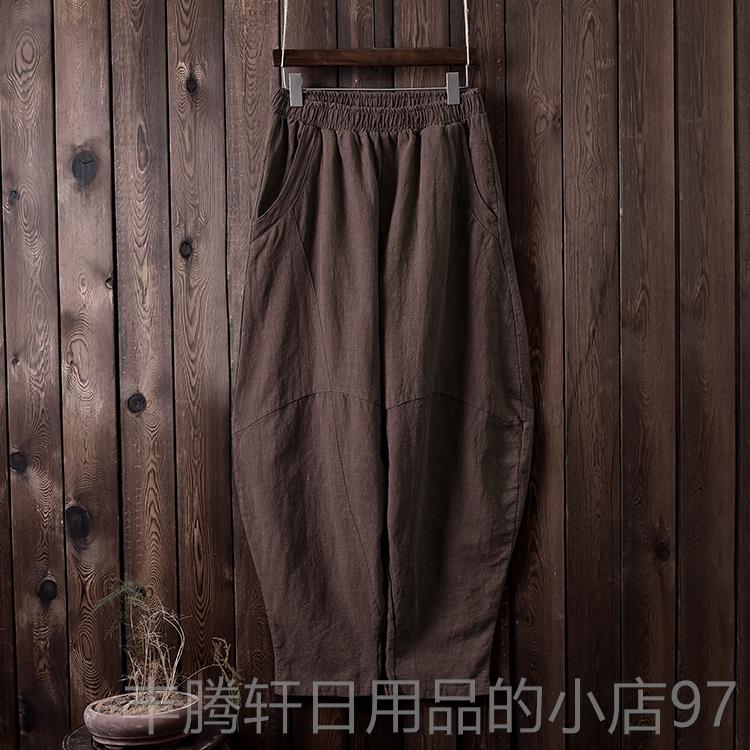 正品新款棉太极裤女式麻宽松长裤练功裤裤春秋亚麻灯术笼休闲裤武