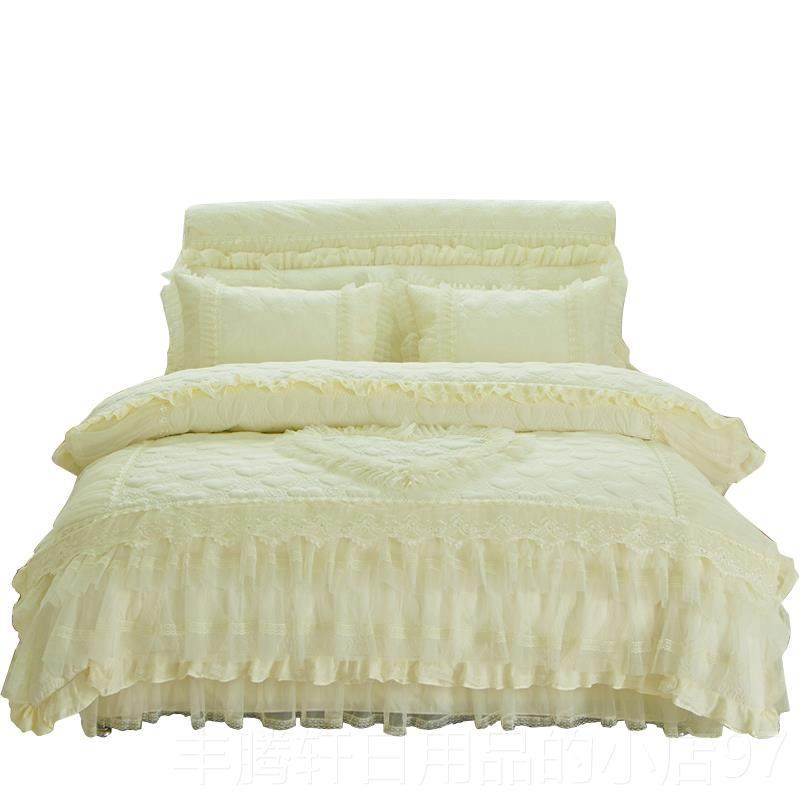 正品韩版主夹风棉床裙款四件套蕾丝花边罩式加厚1.8x2m床床公套4