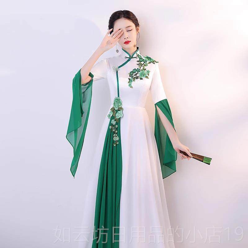 正品古筝演奏装女逸舞琵琶艺考服比赛礼服台成人大合唱演出服飘女