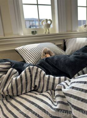 正品A色织洗棉提水花B版牛奶绒灰色件套1四.5m1.面8秋冬舒适保暖