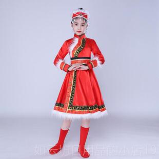正品蒙古服装女儿童蒙族舞蹈蒙古舞演出服少数儿民服族筷子袍舞少